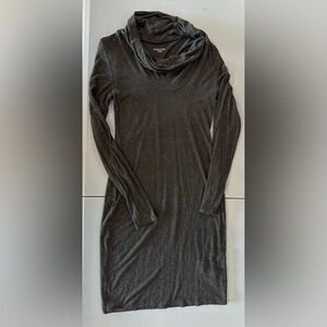 Eileen Fisher Charcoal Gray Scooped Neck Stretch Jersey Knit Dress. Size S.